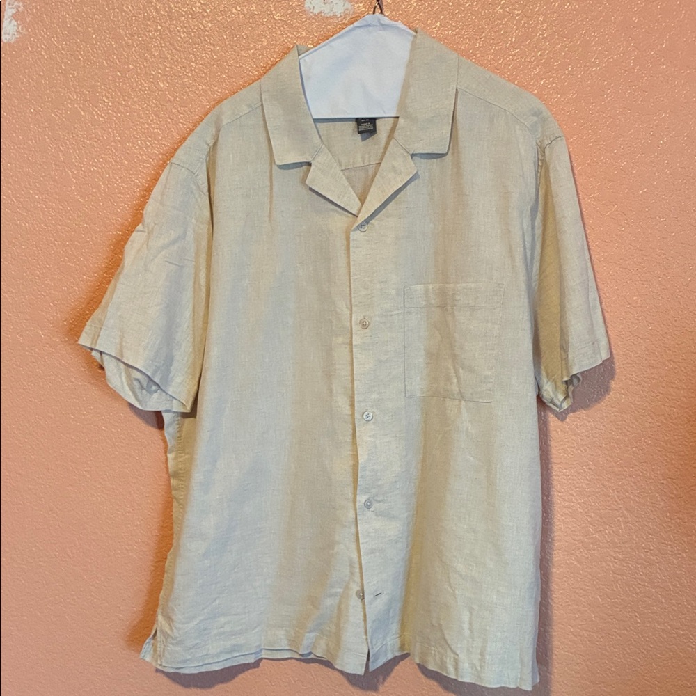 H&M Beige Short Sleeve Linen Shirt